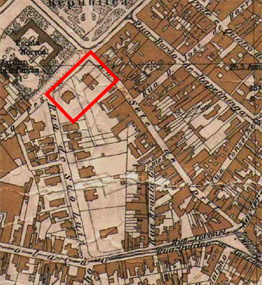 Fig. 02 A localizao do terreno em que foram construdos os Edifcios Esther e Arthur Nogueira. Fonte: (Mapa Sara Brasil:51, disponvel em Geosampa, portal online da Prefeitura Municipal de So Paulo, 1930).